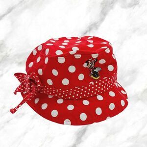 Disneyland Parks Bucket Hat Girl One Size Red Polka Dot Minnie Mouse Embroidered